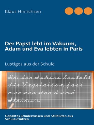 cover image of Der Papst lebt im Vakuum, Adam und Eva lebten in Paris